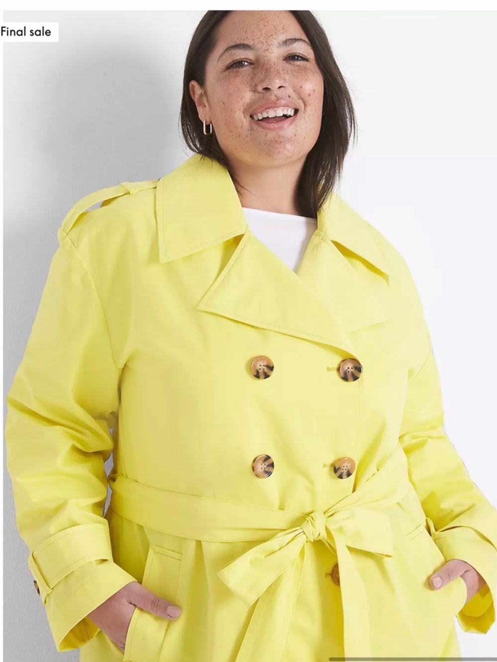 Lane Bryant Bright Yellow Double-Breasted Trench Coat - Picture 3 of 3